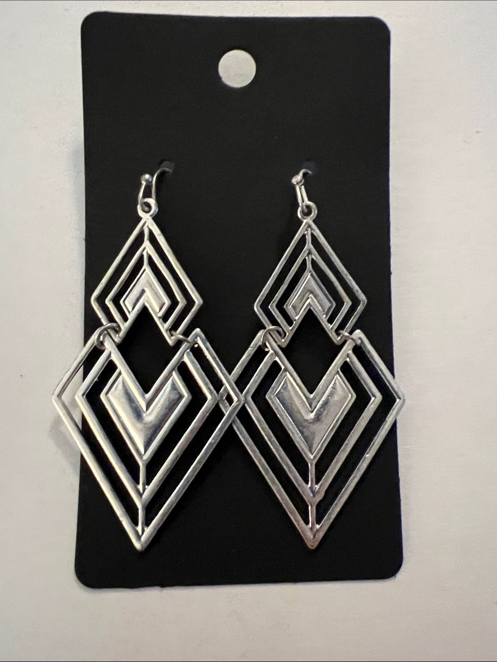 Silver-Tone Geometric Drop Earrings